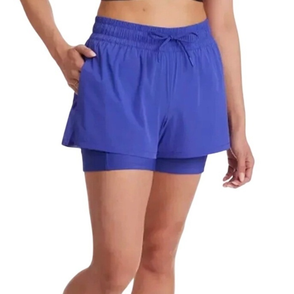Spyder Active Womens 2-in-1 Running Shorts Blue Liner‎ Pockets Size M NWOT